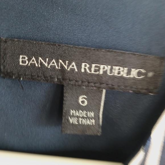 Banana Republic Navy Blue and White Pin Striped Satin Mini Dress With Bow Detail - Picture 6 of 12